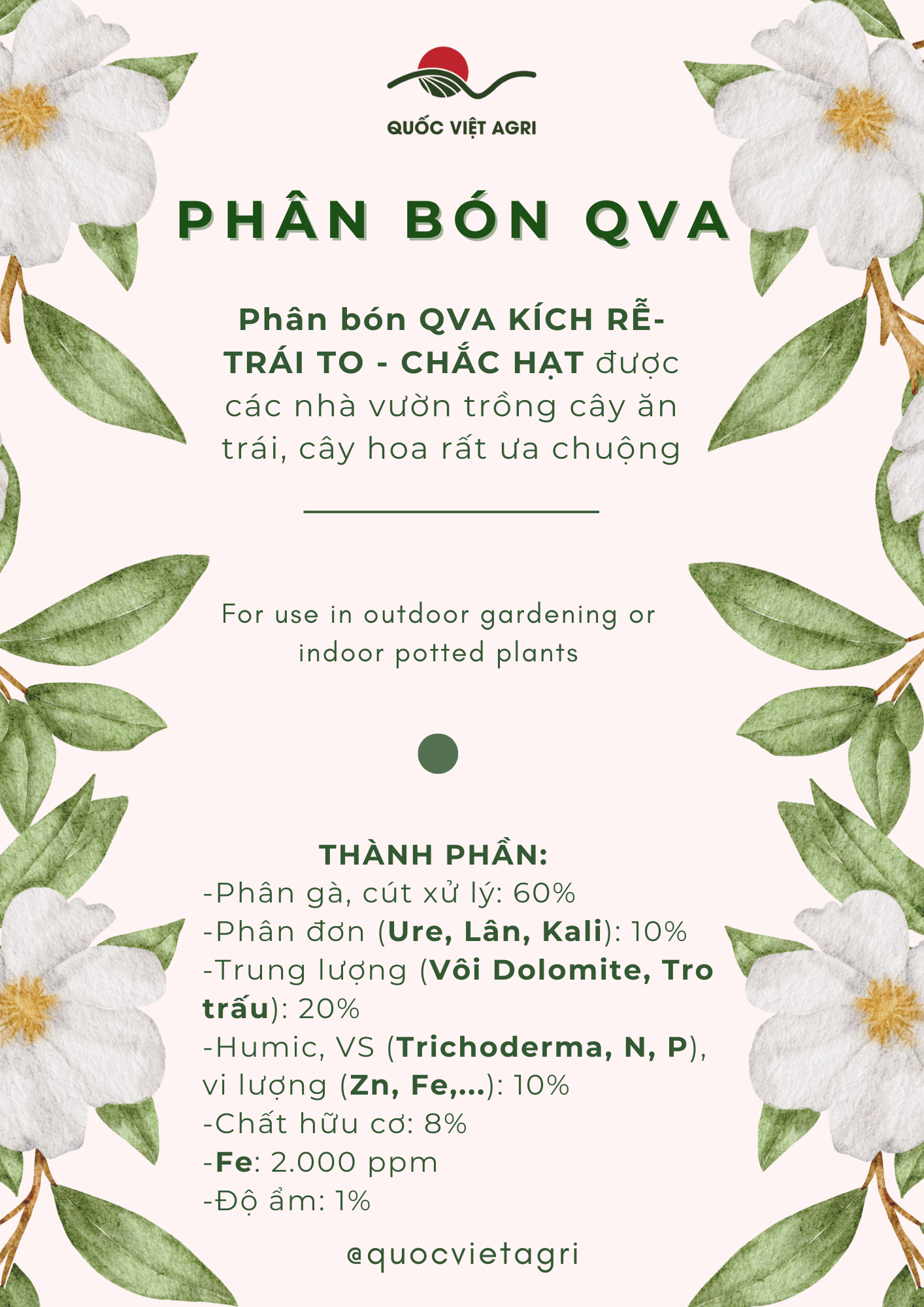 Phân bón QVA Kích rễ - Trái to - Chắc hạt (1kg-3kg)