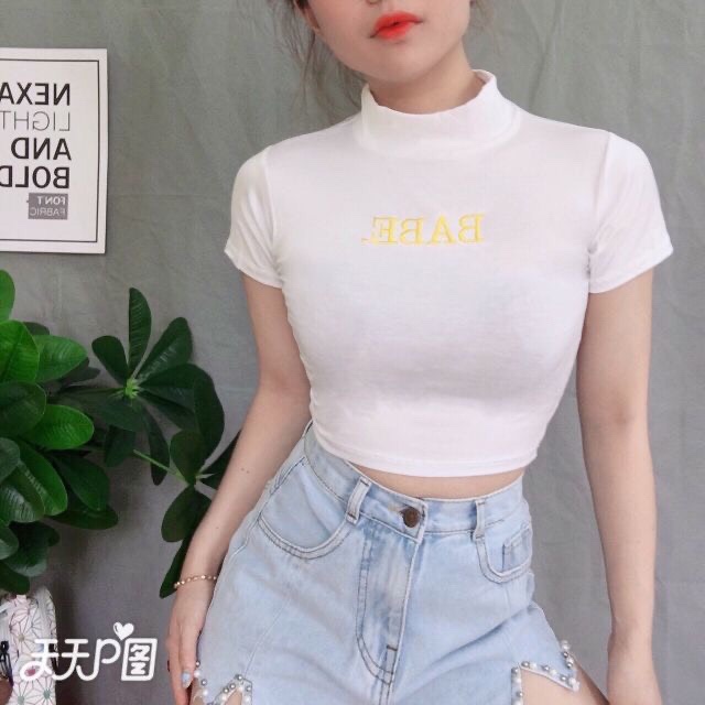 [HCM]Áo croptop cổ lọ BABE mẫu mới cực xinh ( kèm ảnh thật)