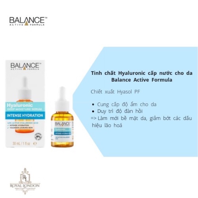 [GIẢM 5% ĐƠN 129K]Serum Cấp Nước Dưỡng Ẩm Balance Active Formula /Hyaluronic Deep Moisturizing 30ml
