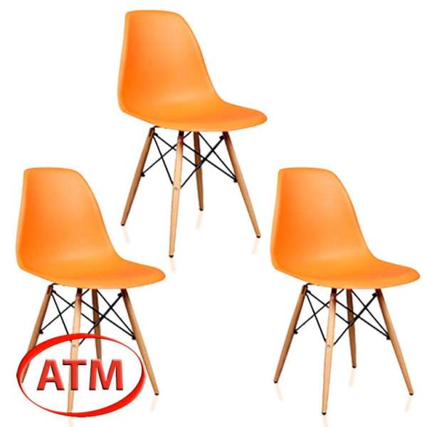 Bộ 3  ghế cafe, ghế EAMES chân gỗ ATM 001G (bộ 3 ghế cùng màu)