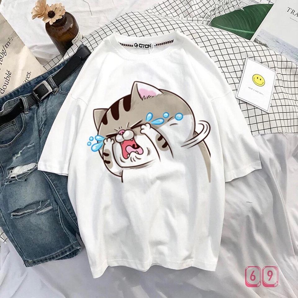 [HCM]Áo thun nam form rộng in hình Mèo Mập * Khóc Òa * độc lạ đẹp vải dày mịn mát