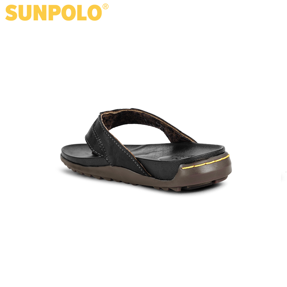 Dép kẹp nam da bò Dép xỏ ngón SUNPOLO KEP015 (Nâu bò)