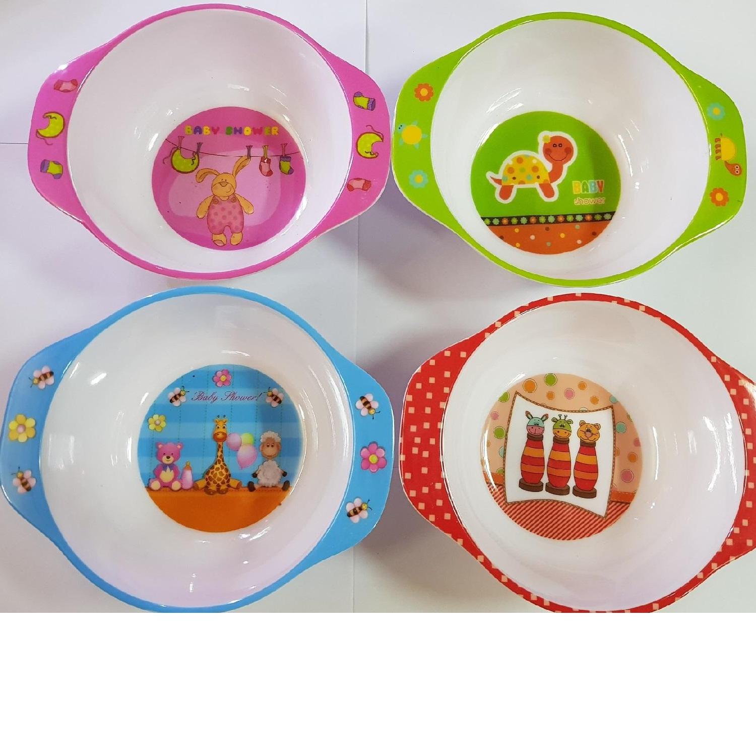 LÔ 2 CHÉN (BÁT)  ĂN CHO BÉ CÓ 2 QUAI - MELAMINE (VCP) (giao màu ngẫu nhiên)