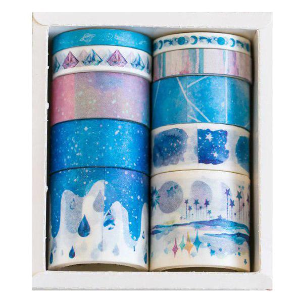 Sét 10 cuộn băng dán washi tape thủ công
