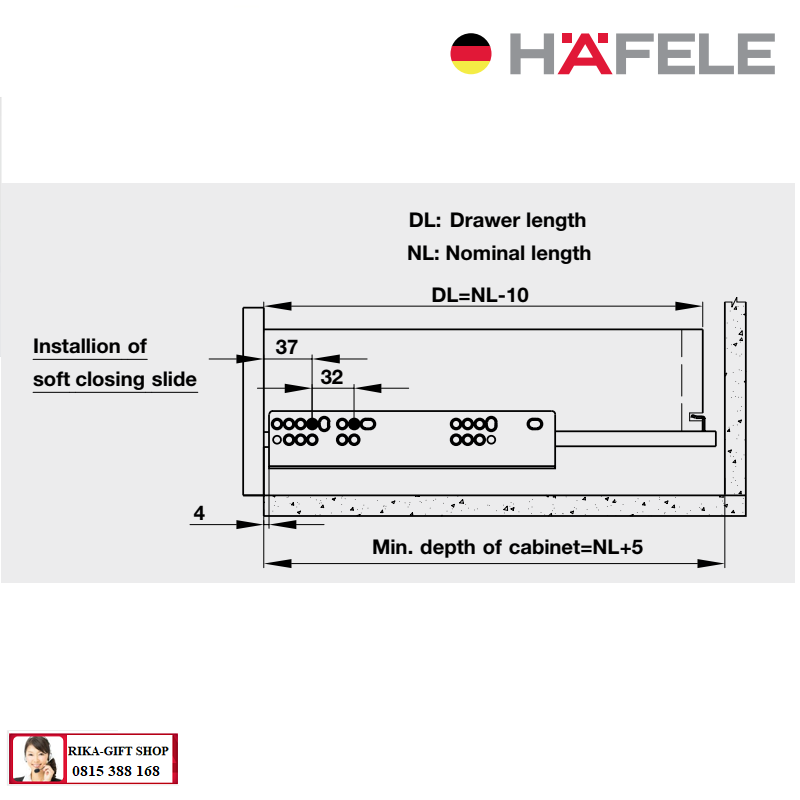 RAY ÂM HAFELE EPC EVO mở toàn phần, nhấn mở