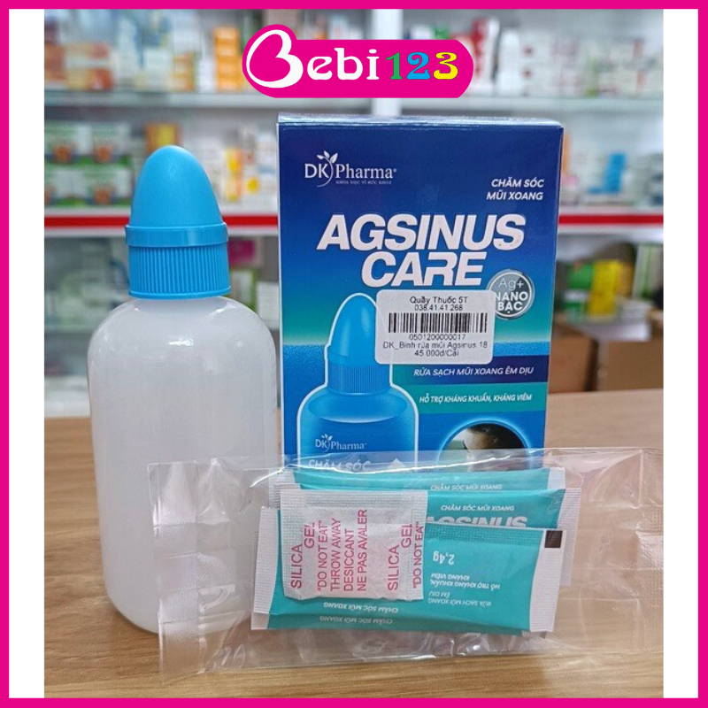(Tặng 5 gói muối) Bình bơm rửa mũi, bình vệ sinh mũi AGSINUS chăm sóc cho bé