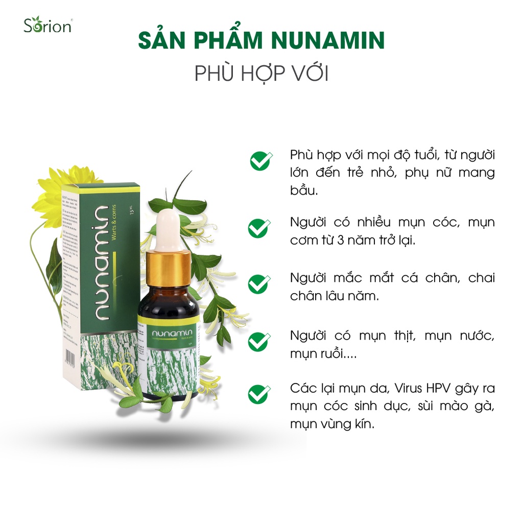 Nunamin Serum 15ML - Cho da Mụn cóc, Mụn cơm, Mắt cá chân, Chai