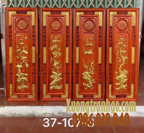 Tranh Tứ Quý (Vinh Hoa Phú Quý) - Gỗ Hương Đỏ Nam Phi Điêu Khắc