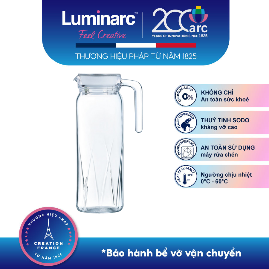 Bình Thuỷ Tinh LUMINARC DONA EMBOSSMENT RAY 1L - LUDOQ0436