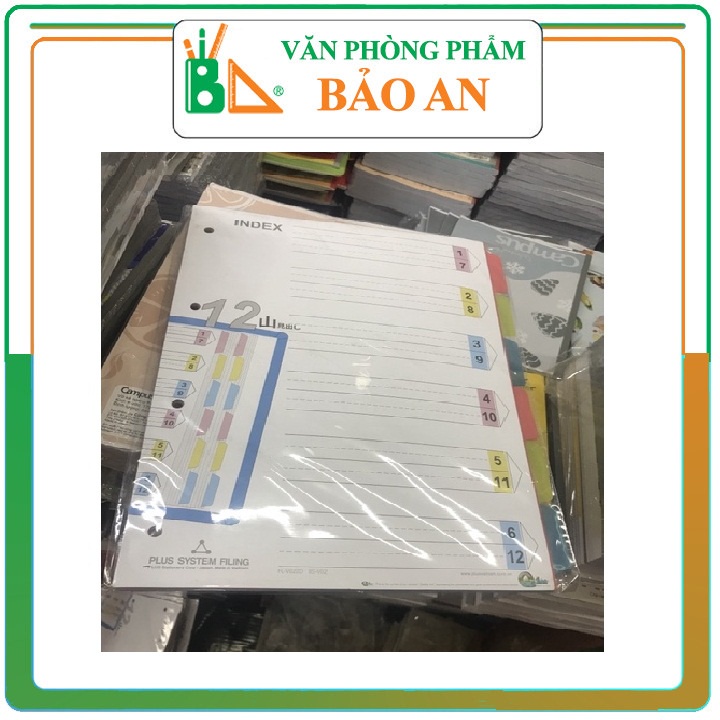 Chia File Nhựa 12 Plus 85-V02 (Bìa Phân Trang) (combo 2 tập)