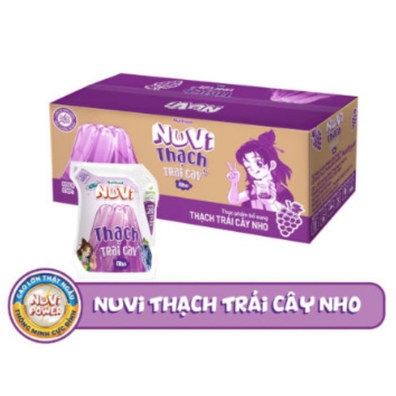 (Nutifood) thùng 24 túi 110ml nuvi thạch jelly vị Đào/nho/lúa mạch