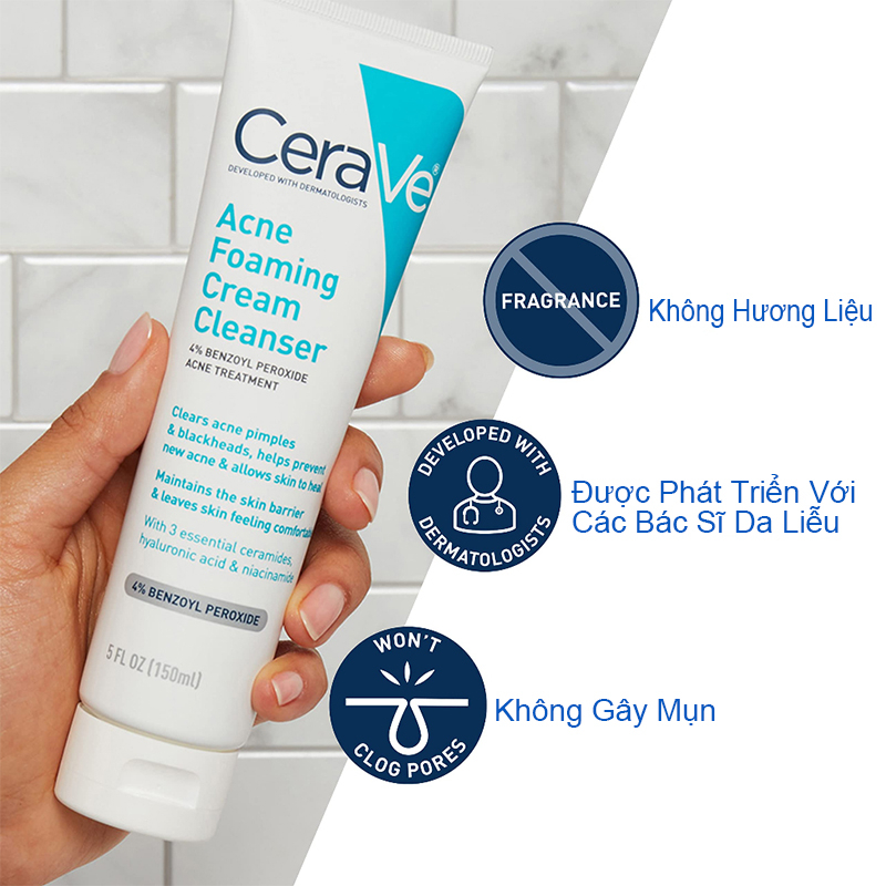 Sữa Rửa Mặt CeraVe Acne Foaming Cream Cleanser 150ml ( hộp móp nhẹ )
