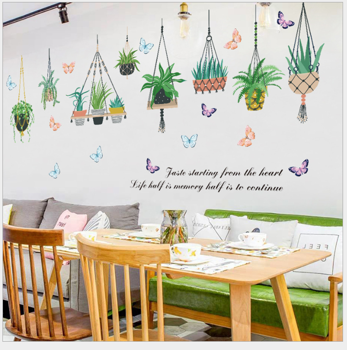 [HCM]Decal dán tường bươm bướm và giỏ hoa WD07