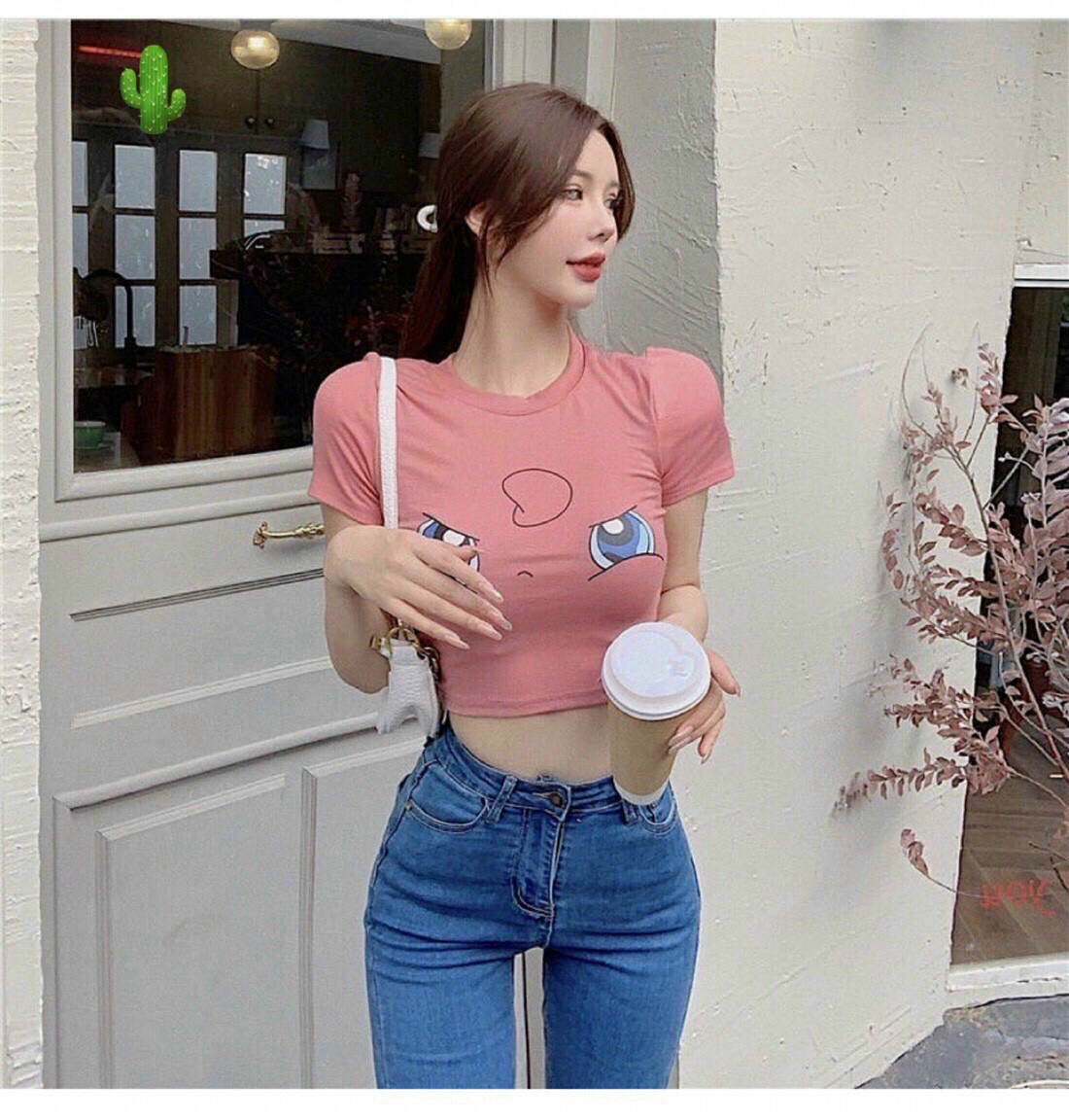 Áo Thun Croptop In Hình PKM Siêu Cute