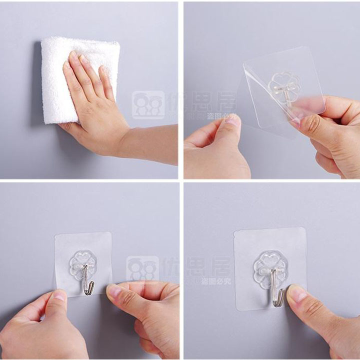 COMBO 10 Móc dán tường trong suốt siêu dính