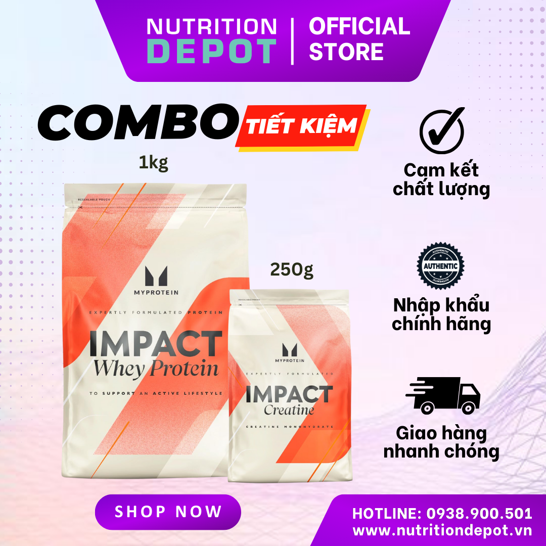 Combo Myprotein 05 - Impact Whey Protein 1kg + Creatine 250g Myprotein - Nutrition Depot Vietnam