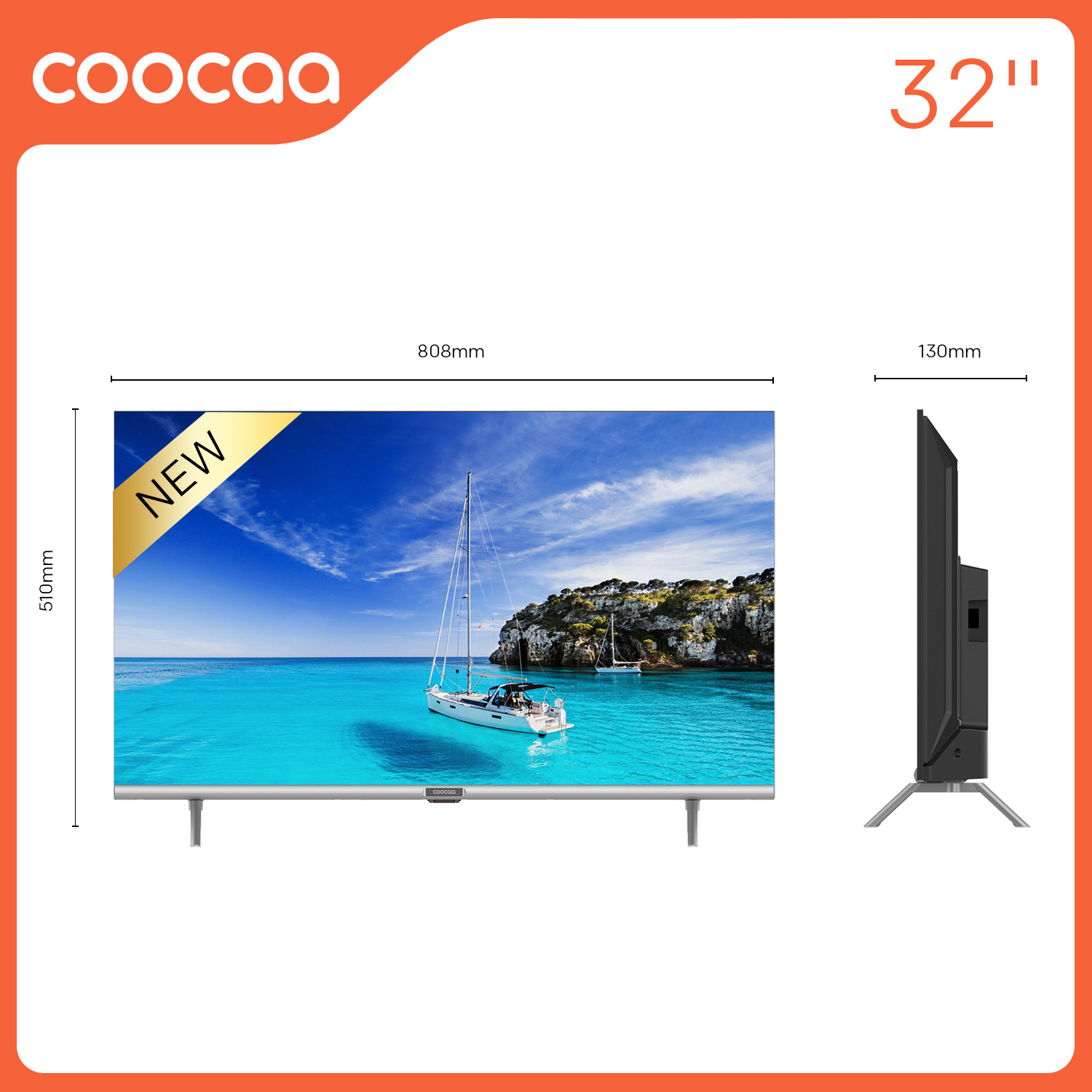 [SẢN PHẨM MỚI] SMART TV HD Coocaa 32 inch - Wifi - viền mỏng -32S3U - tivi giá rẻ Chân viền kim loại google assisstant 230nit chromecast Youtube/netflix/prime video google store