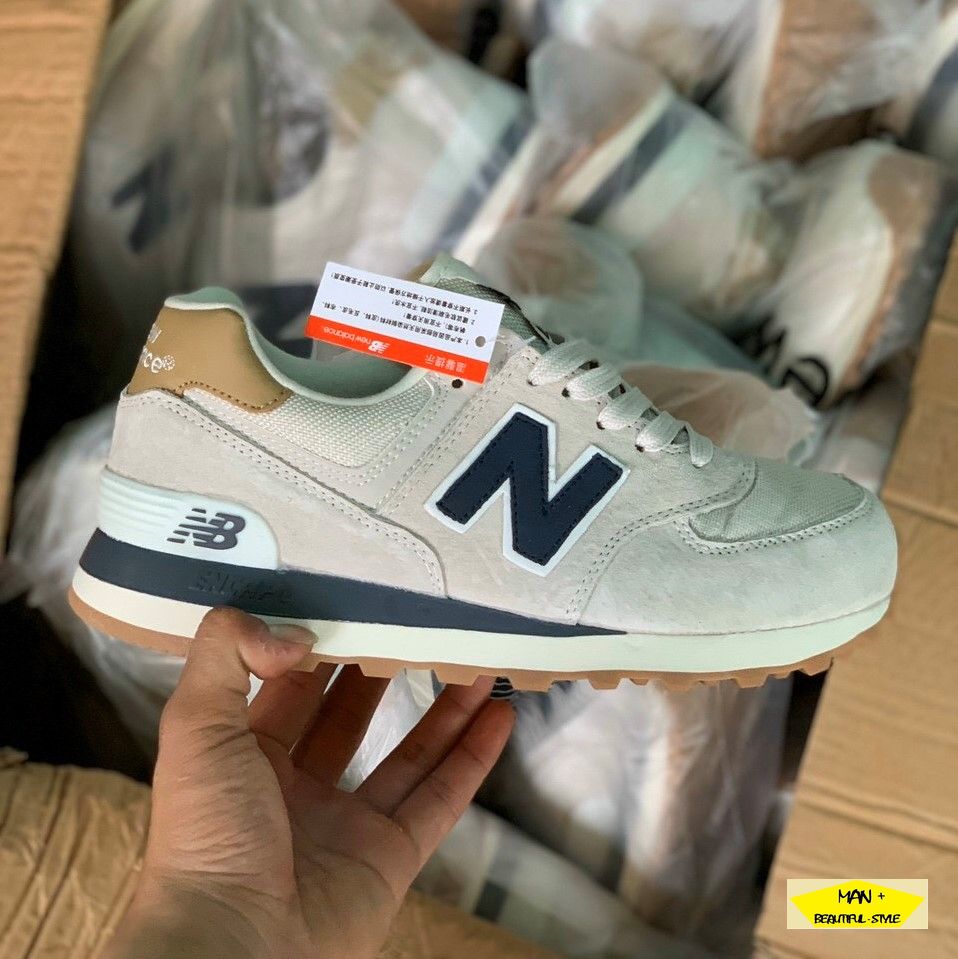 Giày thể thao New Balance 574 viền xanh đậm siêu đẹp, cá tính, hot hit dành cho nam và nữ