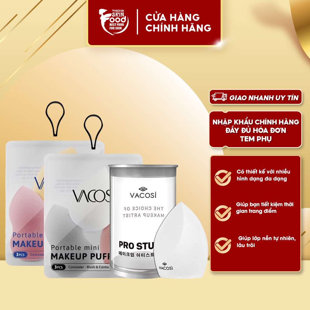 Bông Phấn Nền Giọt Nước Vạt Xéo Vacosi Prs Pro Flat Blender