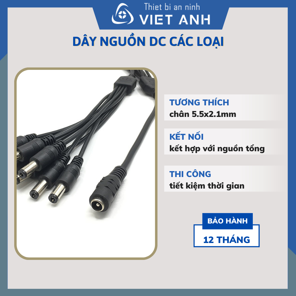 Dây chia nguồn DC 1 ra 2 chân 5.5x2.1mm