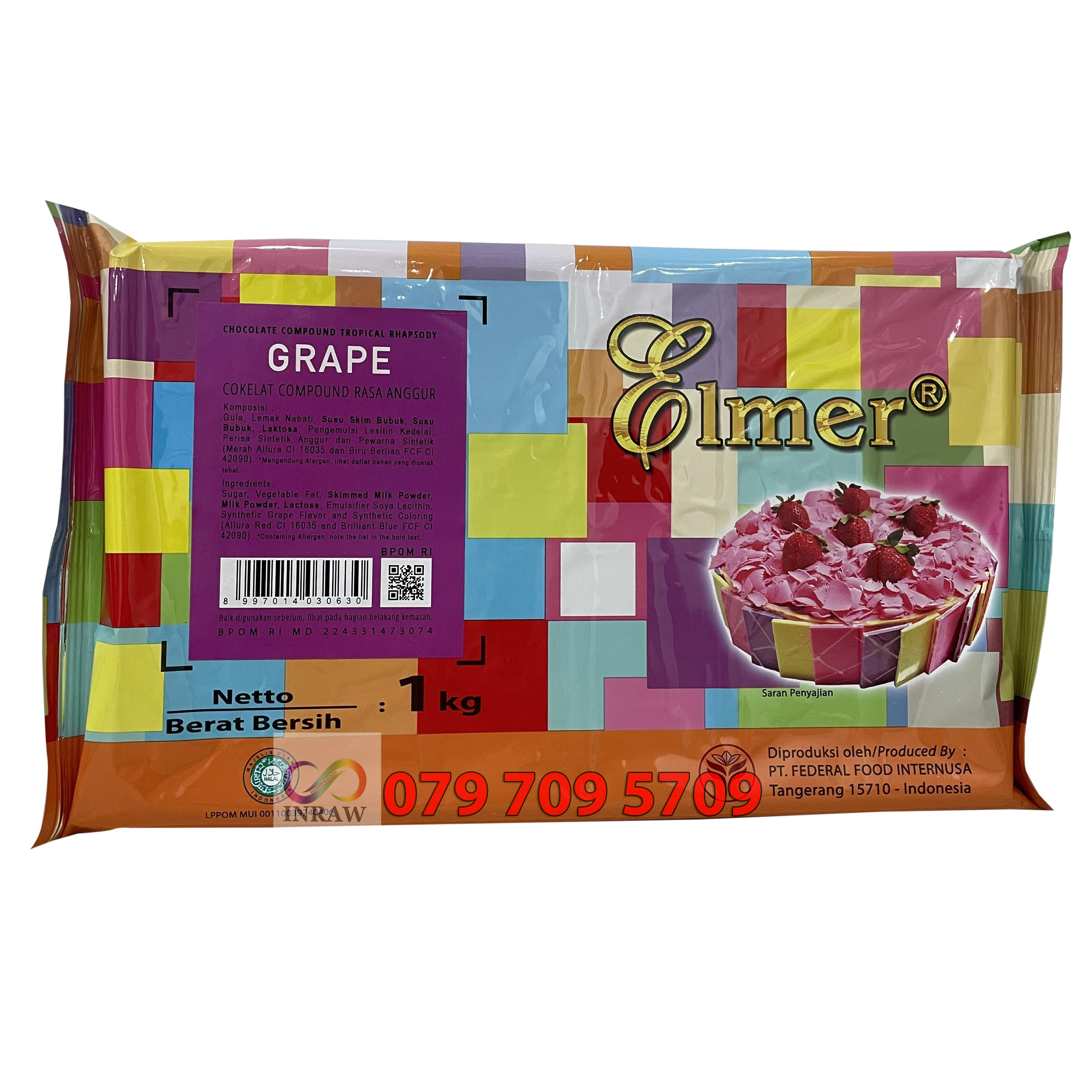 Socola Màu Thanh 1kg - Tím Nho (Flavoured Compound Grap Violet Chocolate)