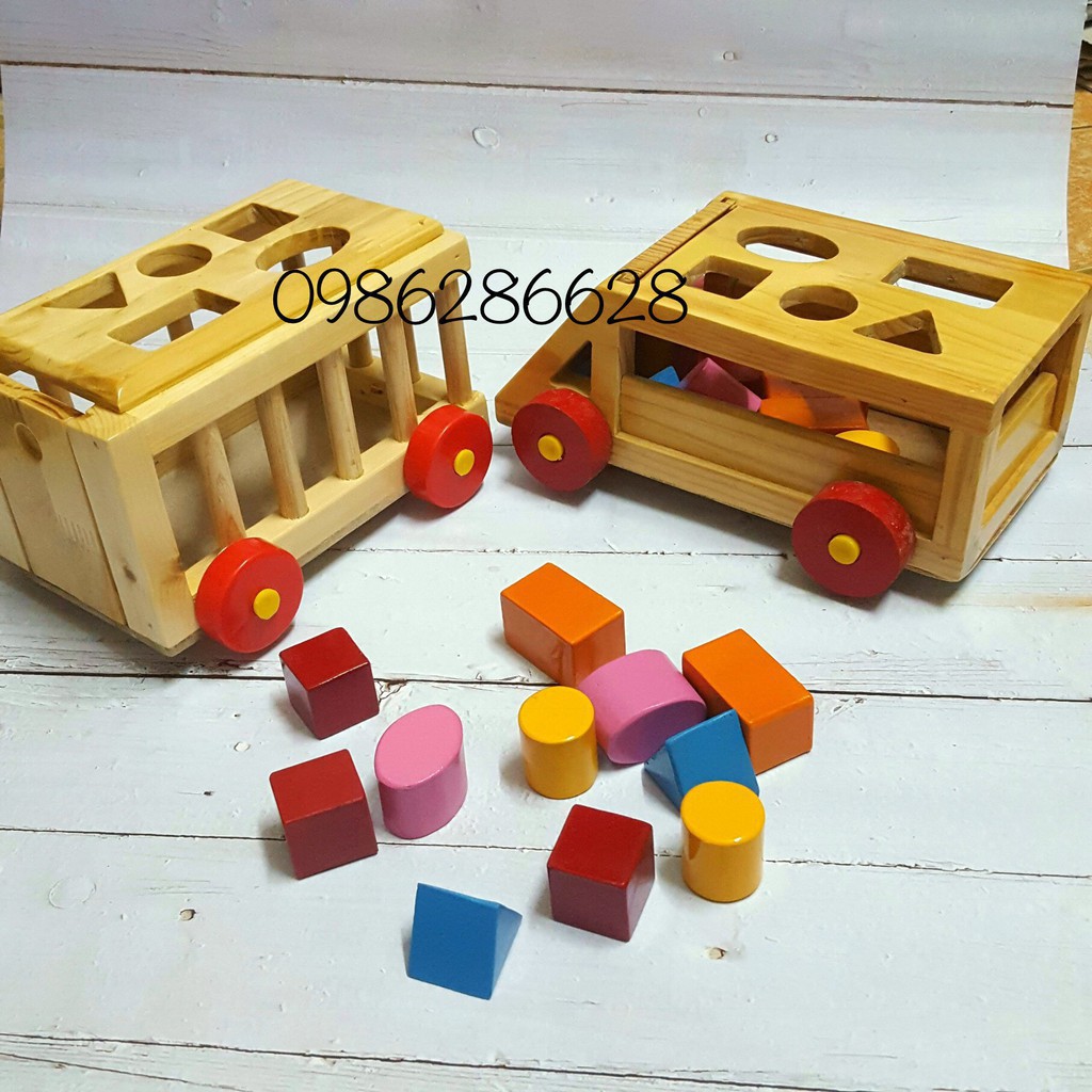 Đồ Chơi Gỗ Xe Ô Tô Thả Khối