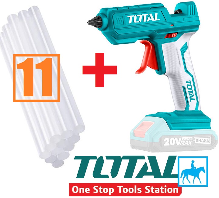 Súng bắn keo dùng pin total chính hãng tggli2001 kèm pin sạc 20v 2.0ah và đế sạc