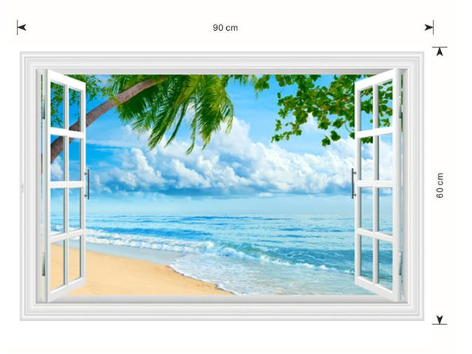 [HCM]Decal trang trí tường Cửa Sổ Bãi Biển 03