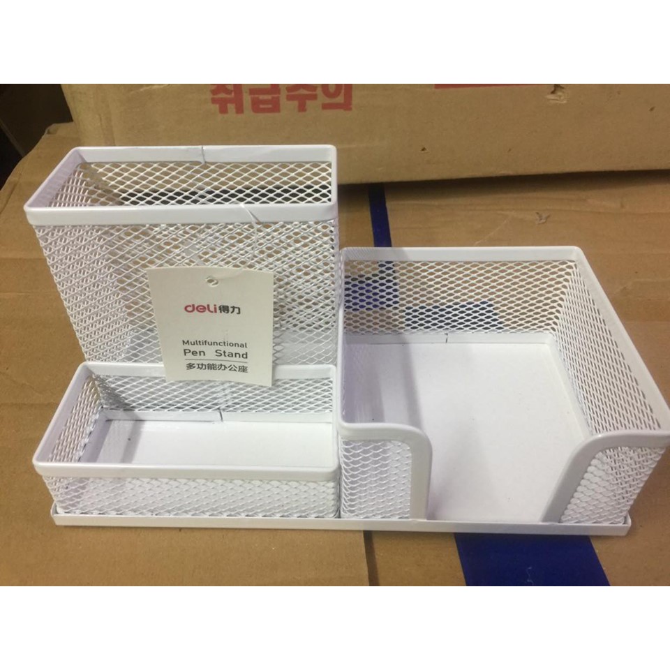 [HCM]Hộp cắm bút DELI sắt 3 ngăn20x10x10 cmgọn gàngtiện lợidễ thương