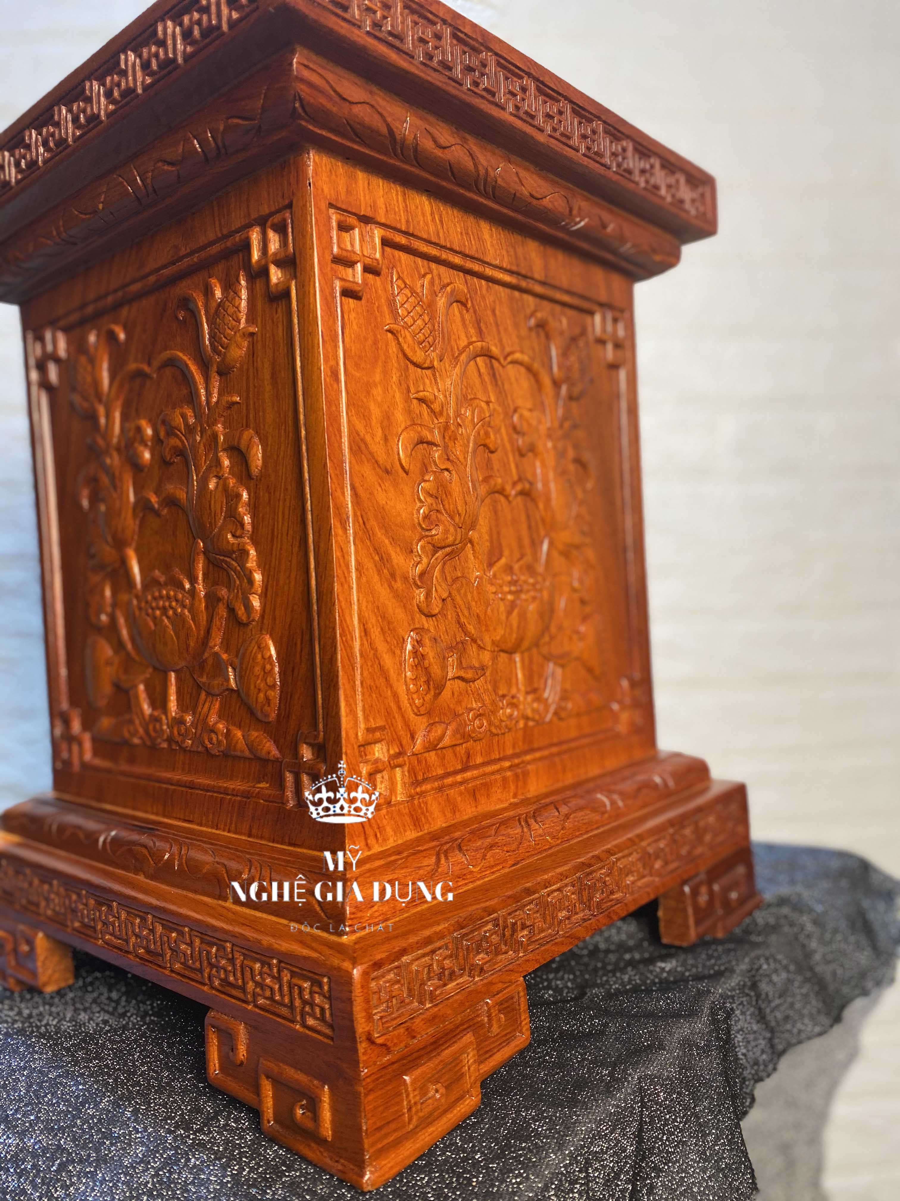 Đôn chân loa kê đồ gỗ hương đá cao 40cm