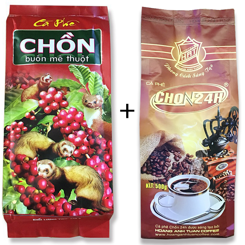 Combo 2 bịch Cà phê pha Phin truyền thống Chồn 24h Coffee thượng hạng 500gr x 2 bịch chồn đỏ và chồn 24hBÁCH HÓA UY TÍN