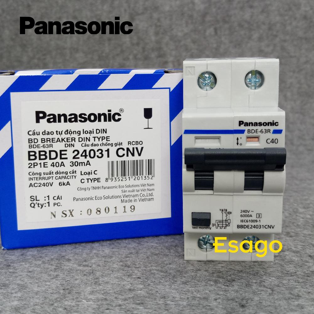[HCM][40A] Cầu dao chống giật (chống dòng rò) + bảo vệ quá tải và ngắn mạch  PANASONIC 40A