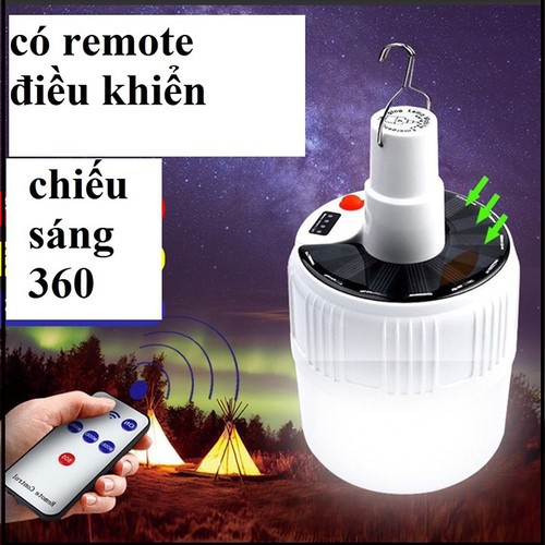 Bóng Đèn Led Tích Điện Năng Lượng Mặt Trời 100w - Có Điều Khiển Từ Xa - 5 Chế Độ Sáng