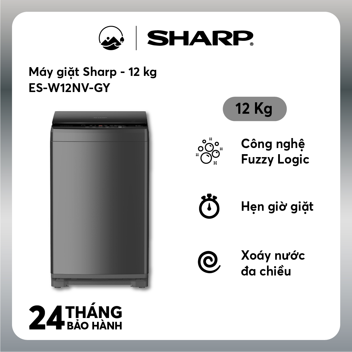 Máy giặt Sharp 12 kg ES-W12NV-GY