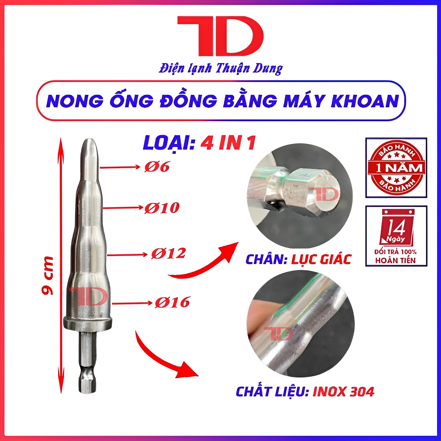 Cây nong ống đồng phi 6-19mm (Dùng búa đóng) - Điện Lạnh Thuận Dung