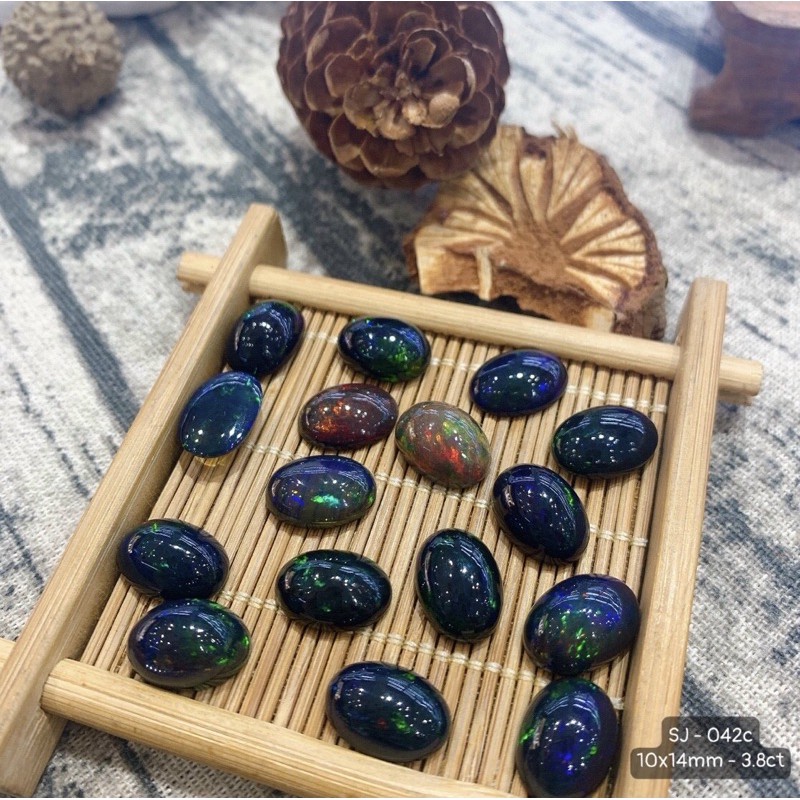 Mặt Opal Oval Xanh Đen Vừa Cập Bến Size 13*18 - 12*16 - 10*14 - 10*12mm
