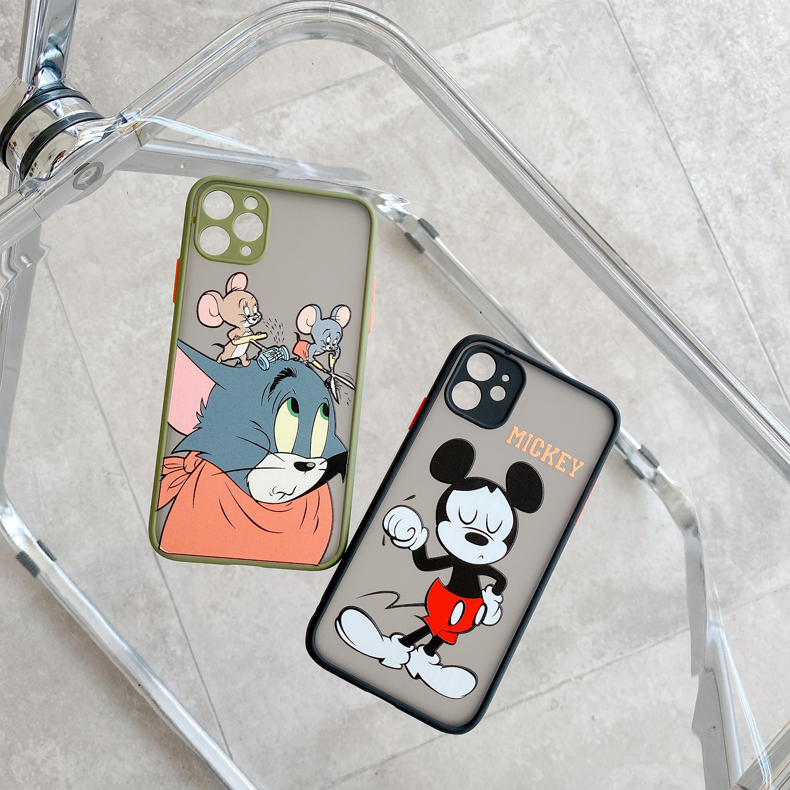 Ốp Lưng Nhám Chống Sock Va Đập Bảo Vệ Camera Tom x Mickey