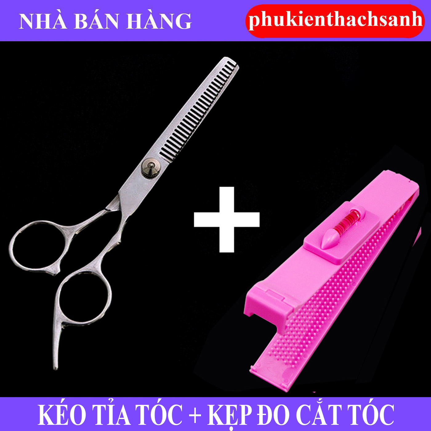 Combo Kéo tỉa tóc + Kẹp đo cắt tóc
