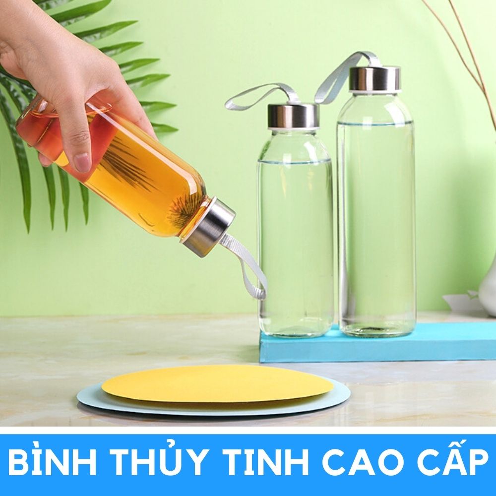 Bình nước thủy tinh 450ml uống nước, đựng hàng khô, cắm hoa, trang trí độc đáo mã 22029