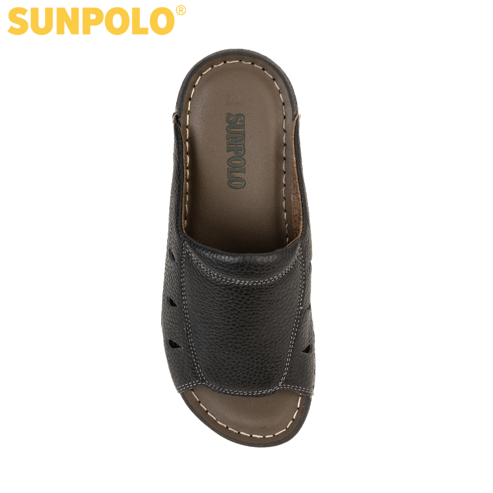 Dép nam da bò SUNPOLO DQN025 (Đen, Nâu)
