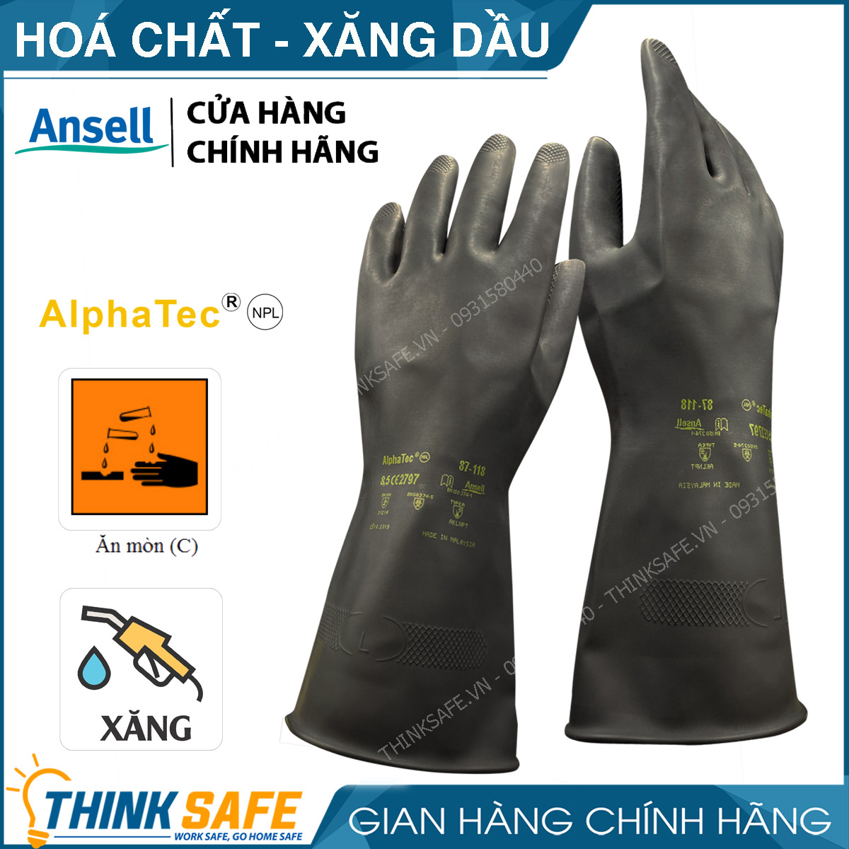 Găng tay chống hóa chất Alphatec 87-118 bao tay chống dầu, chống hóa chất