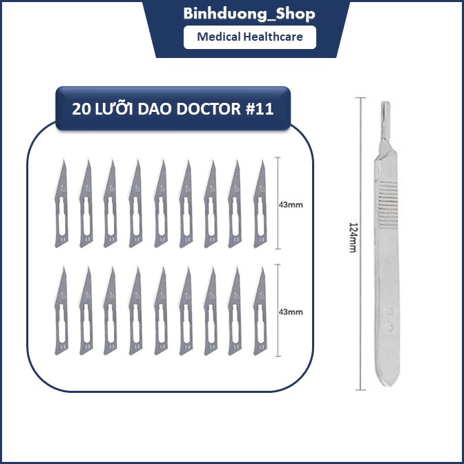 Cán dao mổ y tế số 3 kèm 20 lưỡi dao mổ số doctor số 11