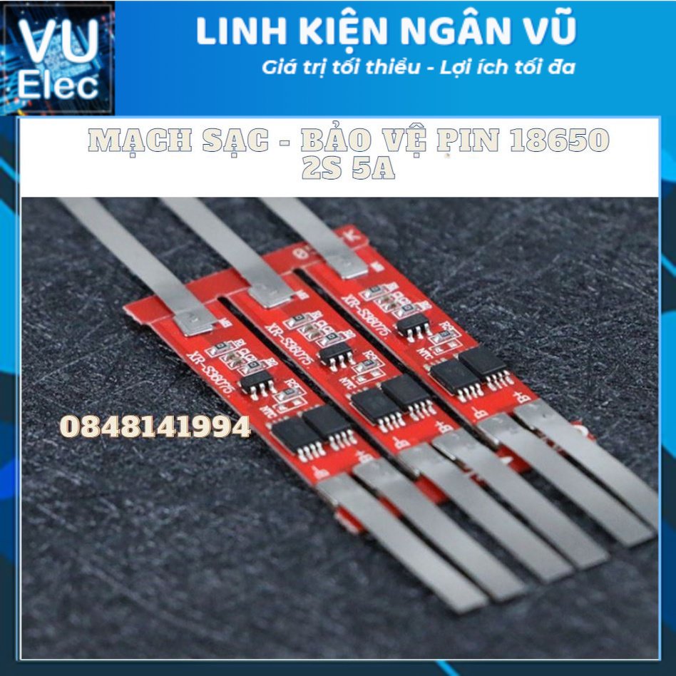 Mạch Bảo Vệ Pin 2S 8.4V 5A 2S-2 kèm kẽm hàn - Bms Cho Pin Sạc 2s 8.4V