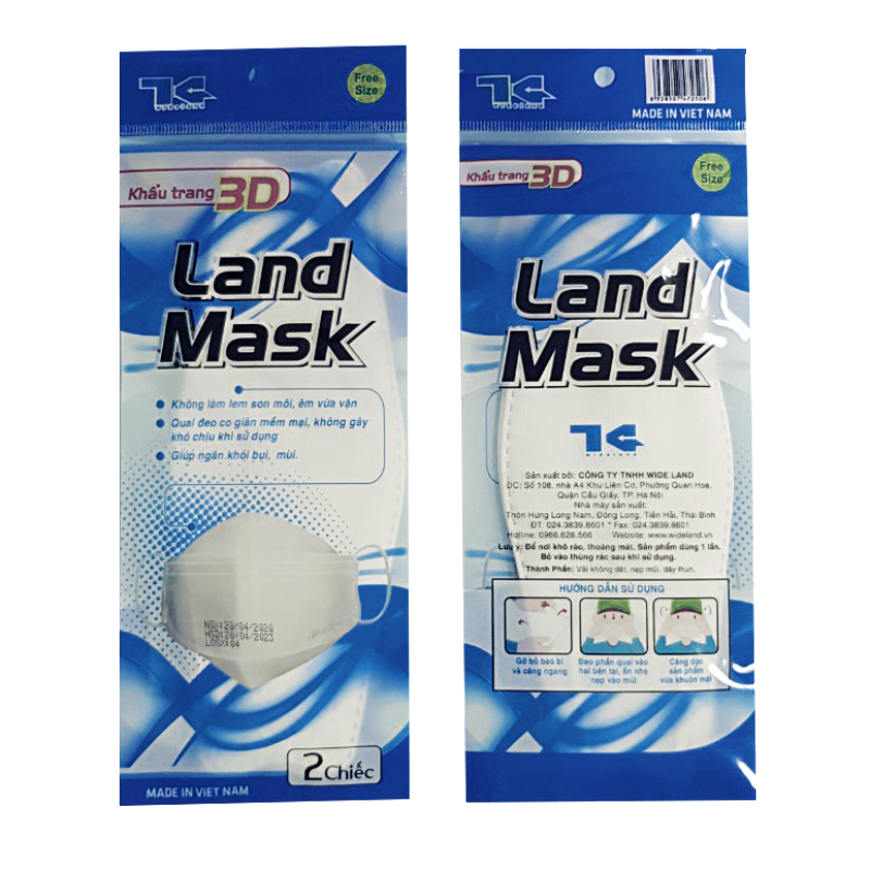 Khẩu trang 3D Land Mask loại VIP (gói 2 chiếc, kiểu dáng thông minh như KF94)/3D 마스크/4層マスク cao cấp