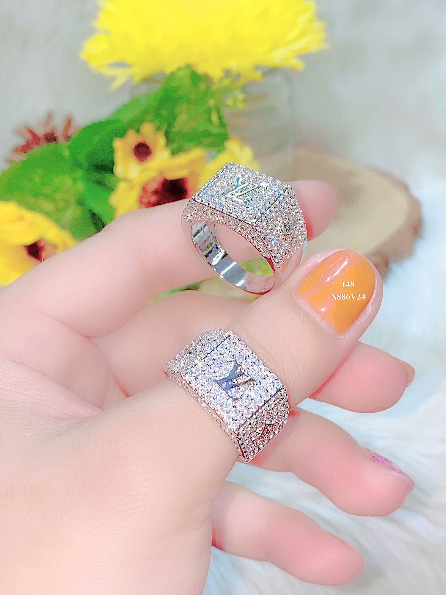 Nhẫn nam n886 mạ 18k - vàng trắng cao cấp