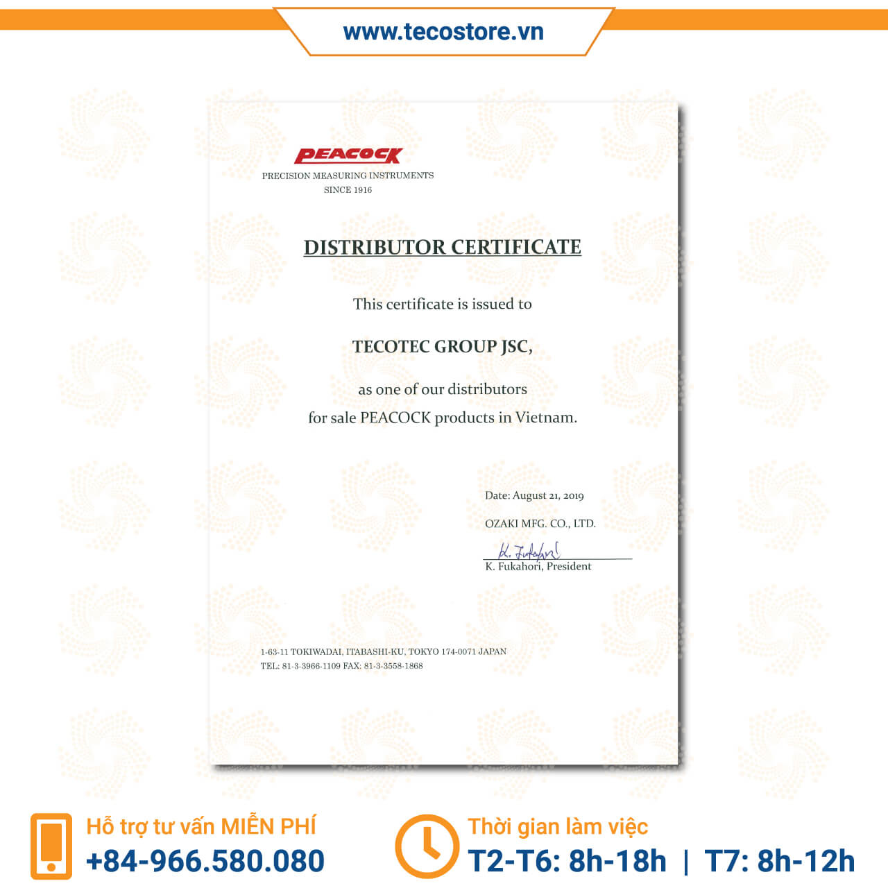 Đồng hồ đo độ dày Peacock [Chính hãng] [Bảo hành 12 tháng] [Có sẵn]