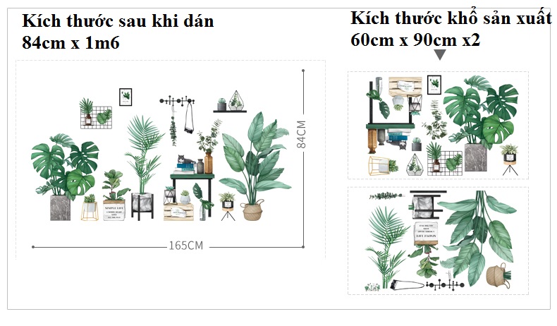 Decal dán tường Chậu cây nhiệt đới số 2 - C2 - vivadecal