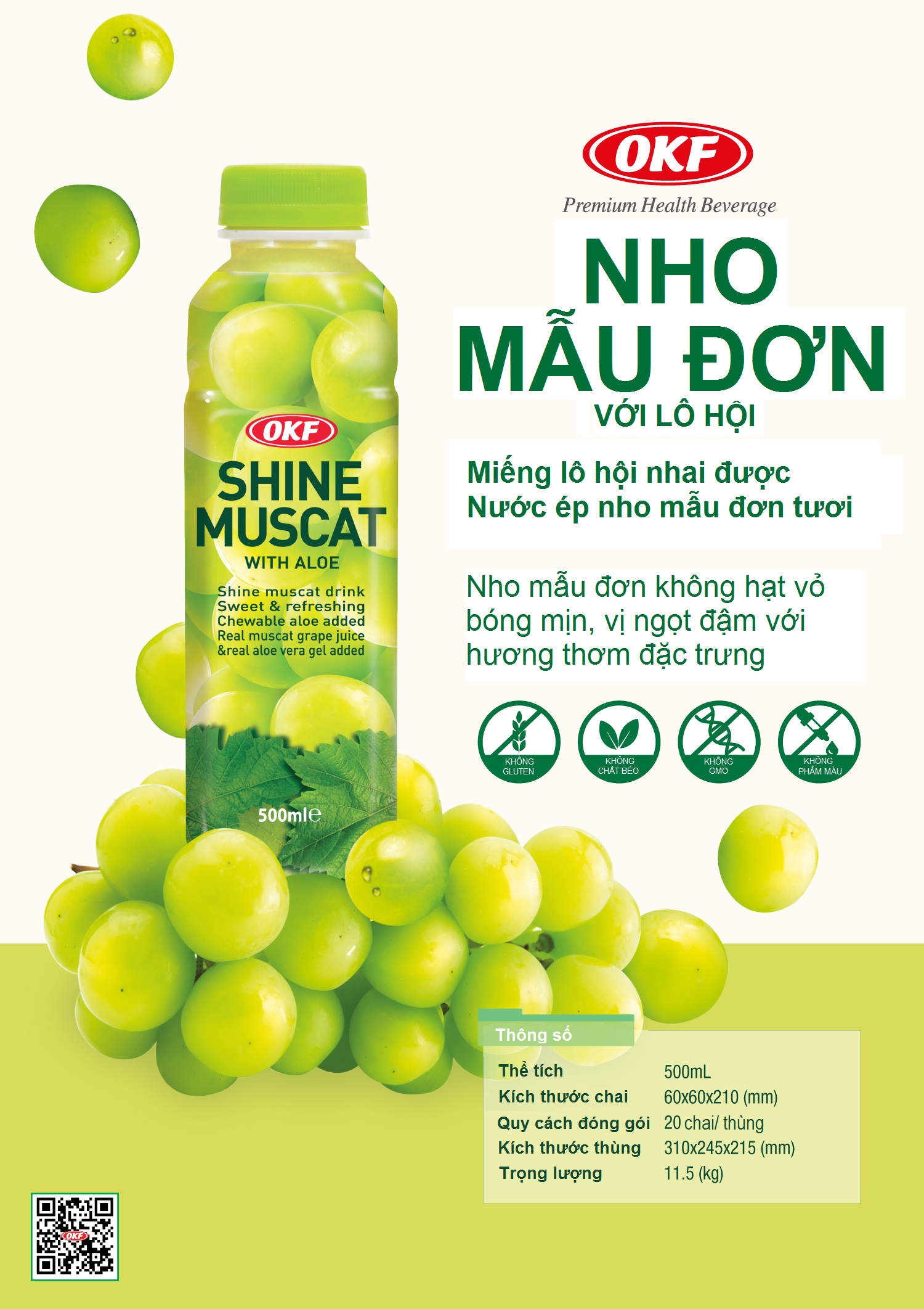 [HCM][THƯƠNG HIỆU OKF] NƯỚC NHO MẪU ĐƠN LÔ HỘI 500ml (1 CHAI)