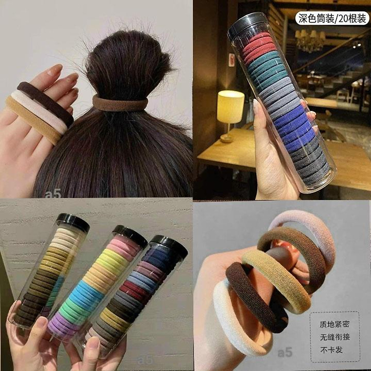 Set 20 Dây Thun Cột Tóc Co Giãn Phong Cách Hàn Quốc