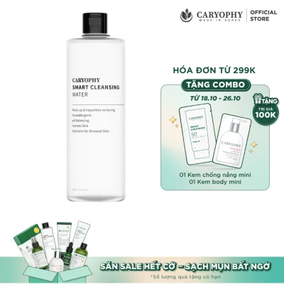 Nước tẩy trang Caryophy Smart Cleansing Water làm sạch lớp makeup, bụi bẩn, dầu nhờn dịu nhẹ 500ML